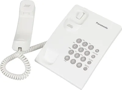 Телефон проводной Panasonic KX-TS2350RUW белый повтор номера, регул-ка громкости, кр.на стену