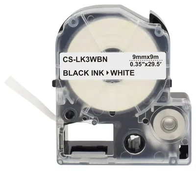 Картридж ленточный Cactus CS-LK3WBN, черный/белый, 9мм, 9м, для Epson LW