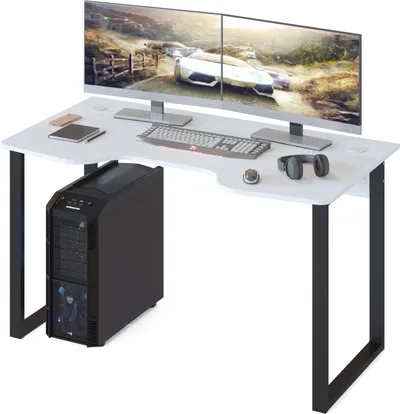 Стол компьютерный Сокол 00-00010961, игровой, белый/чёрный