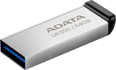 USB накопитель ADATA - UR350, USB Type A (USB 3.2 Gen 1), 64 ГБ, цвет серебристый, UR350-64G-RSR/BK