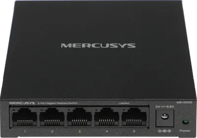 5-портовый настольный гигабитный коммутатор Mercusys. Порты: 5 х гигабитных портов. Спецификация: настольный металлический корпус, Настенное крепление. Особенности: Plug и Play, энергосбережение, компактный дизайн