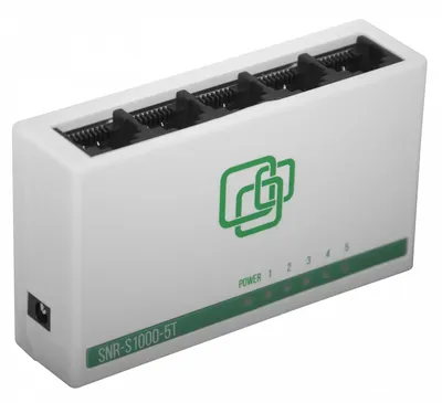 SNR SNR-S1000-5T Неуправляемый Ethernet коммутатор, 5 x 10/100BaseT. Блок питания in: 100~240VAC 50Hz, out: 5VDC 0,5A