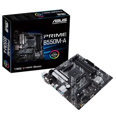 Материнская плата ASUS PRIME B550M-A, AM4, B550, 4*DDR4, 4*SATA, 2*M.2, 6*USB 3.2, 1*PCIx16, 2*PCIx1, D-Sub+HDMI+DVI-D, mATX ; 90MB14I0-M0EAY0