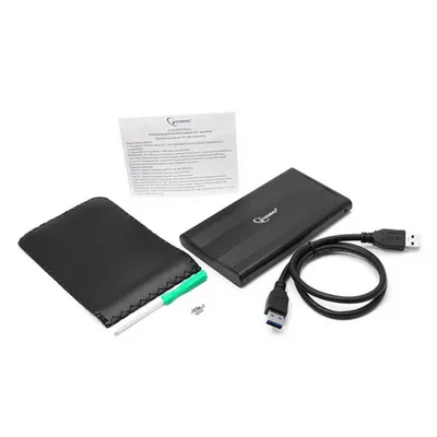 <075838> Внешний контейнер USB3.0 -> SATA 2.5", Gembird EE2-U3S-5, алюминий, чёрный [EE2-U3S-5]