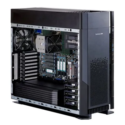 Серверная платформа/ Supermicro UP Workstation Server 5U (Full Tower), 1x LGA4677 (Intel® Xeon® W-3500/W-3400), Intel W790, 16x DDR5 up to 2TB, 4x fixed 3.5" NVMe*/SATA, 2x fixed 2.5" SATA, 4x M.2 NVMe PCIe 5.0 x4 (M-key 2280/22110), 2x 5.25" bays, 6x PCIe 5.0 x16 FHFL, 1x RJ45 10GbE with Marvell® AQC113, 1x RJ45 1GbE with Intel® I210-AT/ up to 1x quad-width/ 1x triple-width/ 4x double-width/ 4x single-width GPU, 1x 2000W Power