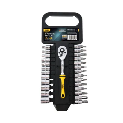 Набор головок Deli DL0027T, 27 предметов, 1/4", трещотка 45 зубьев