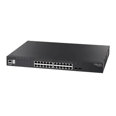 Коммутатор 24-портовый Edge-corE ECS4620-28P, 24 x GE + 2 x 10G SFP+ ports + 1 x expansion slot (for dual 10G SFP+ ports) L3 Stackable Switch, w/ 1 x RJ45 console port, 1 x USB type A storage port, RPU connector, Stack up to 4 units, PoE Budget max. 410W, PoE