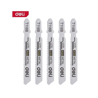 Пилки для электролобзика Deli DH-QJT012-E4, по металлу, T118B, 5 шт.