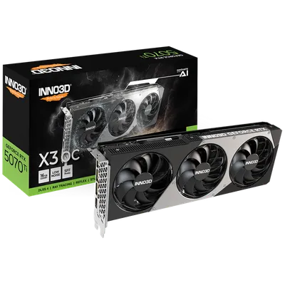 Видеокарта Inno3D NVIDIA GeForce RTX 5070Ti X3 OC, 16Gb GDDR7, Retail (N507T3-16D7X-176068N)