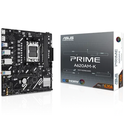 Материнская плата ASUS PRIME A620AM-K AM5 mATX 2xDDR5 PCIEx16 PCIEx1 M.2 DP HDMI GLAN (90MB1GX0-M0EAY0)