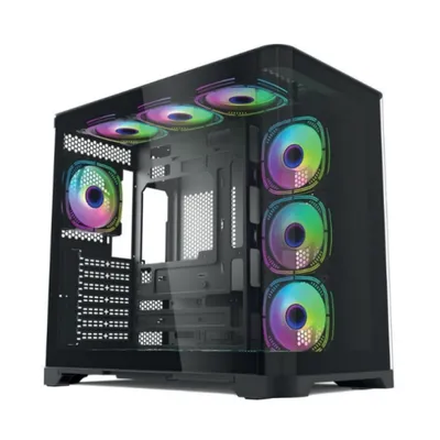 Корпус для ПК Forza Forza FZ-G42B Seaview TG ATX Case, black, w/o psu, Curved Tempered glass front panel, 1x3,5&quot,, 3x2,5