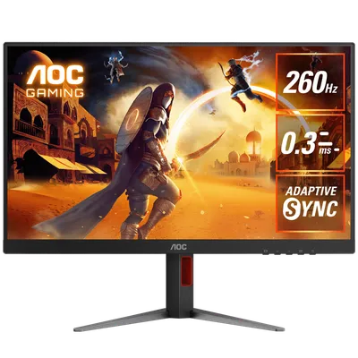 Монитор 27" AOC Q27G4Z IPS 2560x1440, 260 Гц, 1 мс, 16:9, 350 кд/м², HDMI 2.0, DP 1.4, 3.5 Jack, FreeSync, Flicker-Free, VESA 100x100, черный/красный