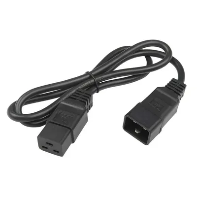 Сетевой кабель Hyperline PWC-IEC19-IEC20-1.0-BK питания IEC 320 C19 - IEC 320 C20 (3x1.5), прямая вилка, 16A, 1м, цвет черный (ПВС-АП-3*1,5-250-C19C20-16-1,0 ГОСТ 30851.1-2002 (МЭК 60320-1:1994))
