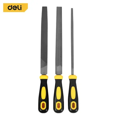 Набор напильников Deli DL352083, 3шт, сталь T12, обрезиненная рукоятка