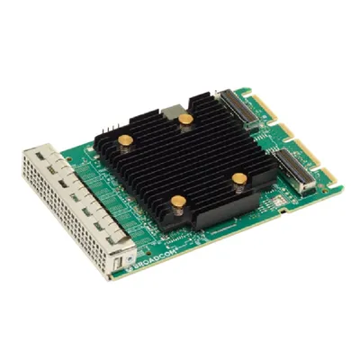 HBA-адаптер Broadcom SAS 9502-16i SGL () OCP 3.0, PCIe v4 x8, Tri-Mode SAS/SATA/NVMe 12G HBA, 16port(2*int SFF8654), 3816 IOC, SGL (007493) (05-50137-02)
