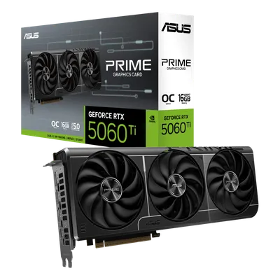 Видеокарта Asus NVIDIA - GeForce RTX 5060 Ti PRIME OC, PCI-E 5.0 16x, GDDR7 16GB 128bit, 1x HDMI, 3x DP, 180Вт, 304мм, Full Height, 90YV0MH2-M0NA00