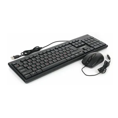 Комплект проводной клавиатура + мышь Гарнизон GKS-126, USB, мембранная клавиатура 104 кл., оптическая мышь 1000 dpi, 3 кнопки, длина кабеля 1.5 м, черный