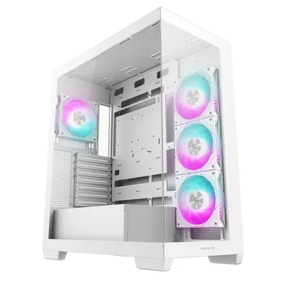 R-CG580-WHADA4-G-1 - Компьютерный корпус, Deepcool, CG580 4F WH R-CG580-WHADA4-G-1, ATX/Micro ATX/Mini-ITX, USB 3.1*1/3.0*2, HD-Audio, 4*120мм ARGB, Высота процессорного кулера до 176мм, Длина VGA до 410мм (до 262 мм с радиатором), 2*3.5"/2*2.5", Сталь 0,6, 437х235х501мм, Без Б/П, Белый