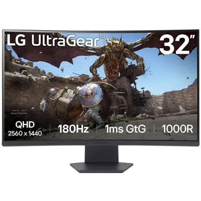 Монитор 31.5" LG 32GS60QC-B Black (VA, 2560x1440, HDMI+HDMI+DP, 1 ms, 178°/178°, 300 cd/m, 3000:1, 180Hz, Curved 1000R)