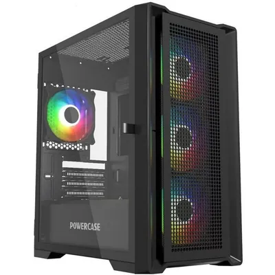Корпус для ПК Powercase - Alisio Micro X4B V2, 1х2.5", 2х3.5", 2xUSB2.0, 2xUSB3.0, Midi Tower, без БП, цвет чёрный, CAMCXB-A4