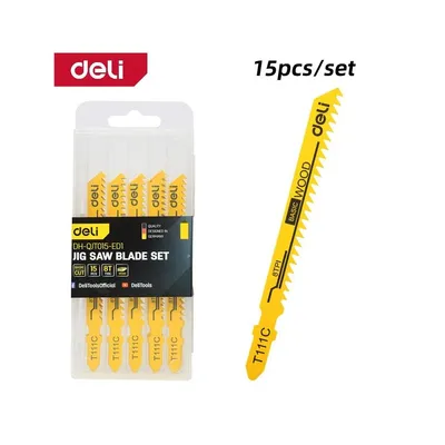 Набор пилок Deli DH-QJT015-ED1, 15 шт, T111C, 8TPI, 74мм, кейс