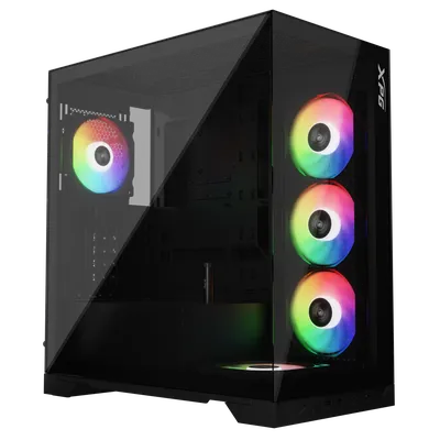 Компьютерный корпус XPG INVADER X BLACK (INVADERXMT-BKCWW) Mid-Tower Gaming ATX PC Case with Panoramic View, Tempered Glass Panels, and RGb Lighting Black