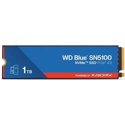 Твердотельный накопитель Western Digital Blue SN5100 SSD M2.2280 PCIe 4.0 1Tb, 7100MBs/6700MBs, TBW 600, WDS100T5B0E, 1 year