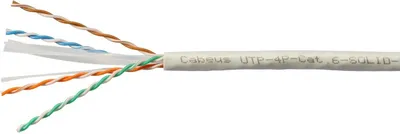 Кабель витая пара Cabeus UTP-4P-Cat.6-SOLID-GY, UTP Cat.6, одножильный, серый, 305 м