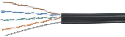 Cabeus UTP-4P-Cat.5e-SOLID-OUT-PE-UV-100 Кабель витая пара UTP (U/UTP), категория 5e, 4 пары (24 AWG), одножильный, для внешней прокладки, PE-UV (100 м) 100м