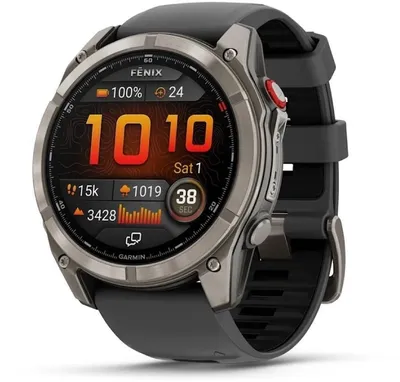 Смарт-часы Garmin 010-03199-11, Fenix 8 Pro, 51 мм, AMOLED, серебристый/желтый
