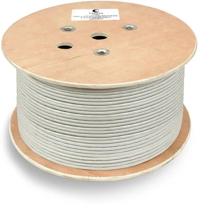 Cabeus FTP-4P-Cat.6-SOLID-GY Кабель витая пара экранированная FTP (F/UTP), категория 6, 4 пары (23 AWG), одножильный (305 м), PVC нг(А)-LS 305м