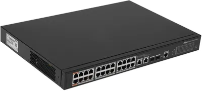 Коммутатор Dahua DH-PFS4226-24ET-240, L2 PoE, 24×10/100 PoE, 2×Combo GbE/SFP, 240Вт