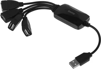 <080300> Концентратор USB-A - 4-port USB2.0, Buro BU-HUB4-0.3-U2.0-Splitter, черный [BU-HUB4-0.3-U2.0-SPLITTER]