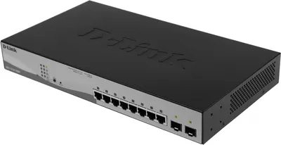 Коммутатор D-Link DGS-1210-10MP/F3A, L2, 8×1GbE PoE, 2×SFP, PoE-бюджет 130 Вт