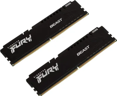 Модуль памяти Kingston 32GB DDR5 5600 DIMM FURY Beast Black Gaming Memory KF556C40BBK2-32 Non-ECC, CL40, 1.25V, KF556C40BBK2-32 1RX8 (Kit of 2), RTL (325706) {25}