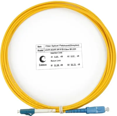 Патч-корд оптический Cabeus FOP(s)-9-LC-SC-3m, одномодовый, LC/UPC-SC/UPC, 3 м