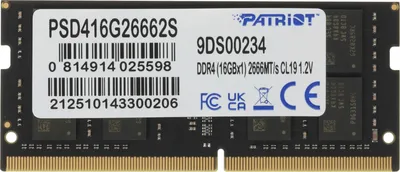Оперативная память Patriot PSD416G26662S, 16 ГБ, DDR4, 2666 МГц, SO-DIMM