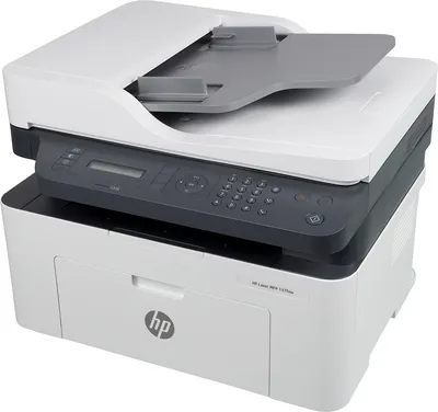 МФУ HP Inc. - Laser 137fnw, A4, Laser, сканер: планшетный/протяжный, факс, черно-белый лазерный, RJ-45, Wi-Fi, USB, 1200 x 1200dpi, цвет белый, 4ZB84A