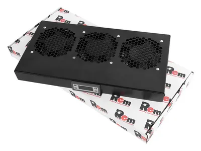 R-FAN-3K-1U-9005 Вентиляторный модуль Rem R-FAN 230V 1U 45х405х170 мм (ВхШхГ) вентиляторов: 3 43 дБ поток: 450 м3/ч для всего 19" спектра цвет: чёрный (с контроллером)