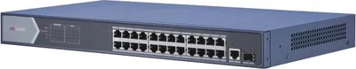 Коммутатор Hikvision DS-3E0526P-E, неуправляемый, 24×1GbE PoE, 1×SFP combo, 370 Вт