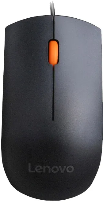 Мышь Lenovo 300 GX30M39704, оптическая, 1600 dpi, USB, проводная, черный/оранжевый