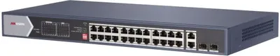 Коммутатор Hikvision DS-3E0528HP-E, 26×1GbE, 2×SFP, PoE 370 Вт, неуправляемый
