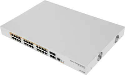 Коммутатор MIKROTIK CRS328-24P-4S+RM Cloud Router Switch with 800 MHz CPU, 512MB RAM, 24xGigabit LAN (all PoE-out), 4xSFP+ cages, RouterOS L5 or SwitchOS (dual boot), 1U rackmount case, 500W built-in PSU {2} (002228)