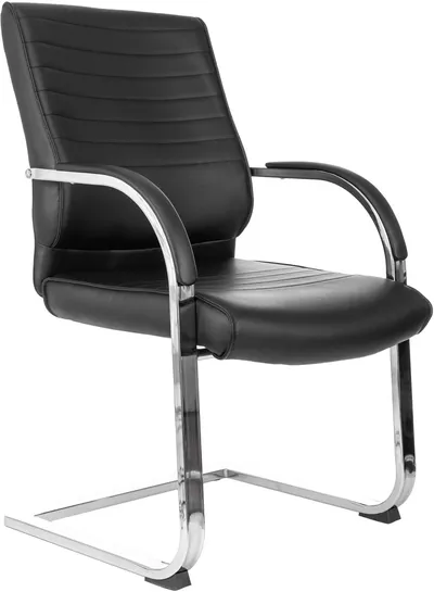 Кресло Бюрократ T-8010-LOW-V/BLACK, эко.кожа, полозья, до 120 кг