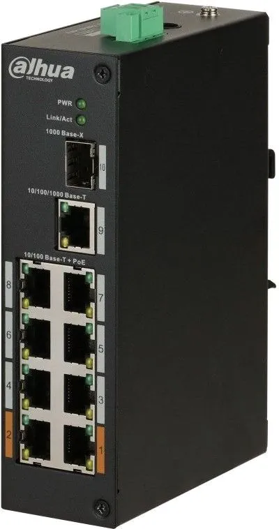 DH-PFS3110-8ET-96 - Коммутатор, Dahua, DH-PFS3110-8ET-96, 8-портовый РОЕ коммутатор, неуправляемый. 1*1000 Base-X 1*10/100/1000 Base-T8*10/100 Base-T (PoE порты) Мощность PoE портов: Порт 1-2  90 W, Портt 3-8  30W, Всего96 W