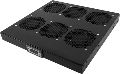 R-FAN-6K-1U-9005 Вентиляторный модуль Rem R-FAN 230V 1U 45х4826х410 мм (ВхШхГ) вентиляторов: 6 43 дБ поток: 900 м3/ч для всего 19" спектра цвет: чёрный (с контроллером)