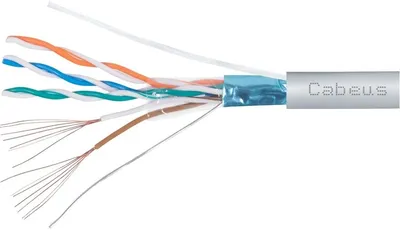 Cabeus FTP-4P-Cat.5e-PATCH-LSZH-GY Кабель витая пара FTP (F/UTP), категория 5e, 4 пары, 7x0.16 мм (26 AWG), многожильный (patсh), серый, LSZH, нг(А)-HF, (305 м)