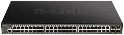 D-Link DGS-1250-52XMP/RU/A1A Управляемый L3 коммутатор с 48 портами 10/100/1000Base-T и 4 портами 10GBase-X SFP+ (48 портов PoE 802.3af/at, PoE бюджет 370 Вт)