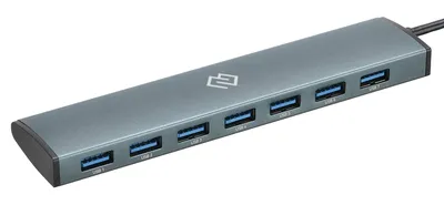 Digma HUB-7U3.0-UC-G, серый, Хаб (разветвитель) USB 3.2 Gen1 Type-A x7, кабель - 50 см, серый