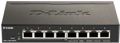 Коммутатор D-Link DGS-1100-08PV2/A4A, L2, 8×1GbE PoE, 64 Вт, управляемый